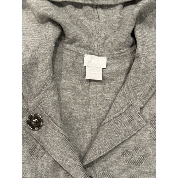 CHICOS NEW Tonal Animal Print Long Cardigan Sweater Coatigan Gray Womens S 0 4/6 - Picture 7 of 8